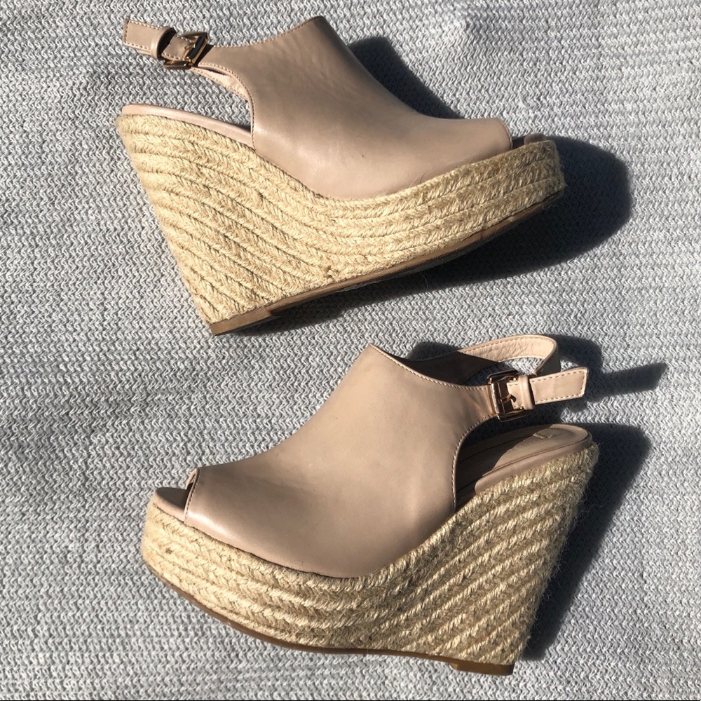 Nude Espadrille Wedges- Open Toed